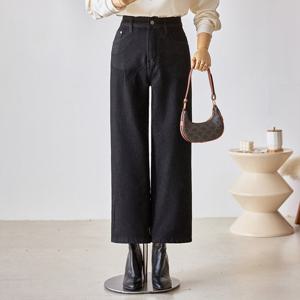 [한정수량] [커스텀에이블] [55-77]기모 블랙 와이드 데님팬츠_T2512DP042D