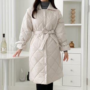 [한정수량] [모리스커밍홈] 카라넥 다이아 벨티드 패딩 코트_M2210PD605D