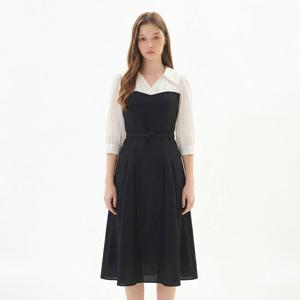 [린(의류)]프레 오픈카라 벨티드 원피스 (LGOPPH9800)