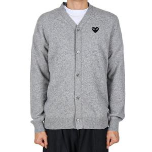 꼼데가르송플레이 25FW 공용 블랙 하트 가디건 그레이 AX N024 051 2