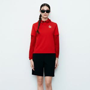 [먼싱웨어]여성 시그니처 라운드 반팔 티셔츠 레드 MR122LTS13