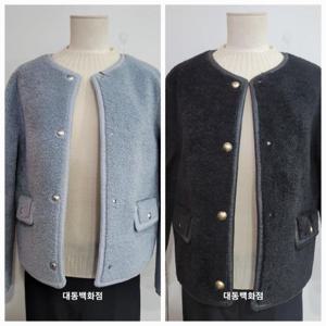 올리비아하슬러 DP01 페이크양모 라운드넥 자켓 OHEWJK205