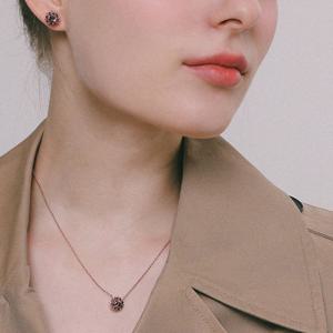 제이로렌 로즈골드 꼬냑 큐빅 목걸이 N01222