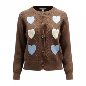 [페이지플린]라운드넥 하트 패턴 긴팔 가디건 F5DCA508