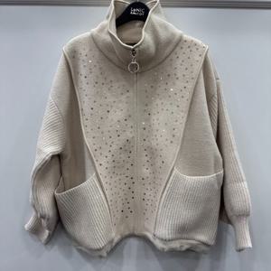 [르니앤맥코이]스팽글 포인트 하이넥 니트 집업 ML12KJ002_YS