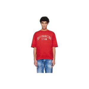 디스퀘어드2 티셔츠 레드 루즈 핏 티셔츠 252148M213049