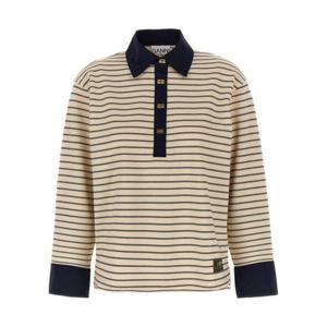 25FW 가니 스트라이프 긴소매 폴로 셔츠 T4215135 EGRET DOM