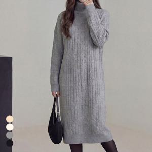 [한정수량] [모리스커밍홈] 니트 꽈배기 폴라 롱원피스_M2512OP117D