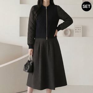[한정수량] [모리스커밍홈] [SET]모던 퀄팅 패딩 스커트 투피스_M2512SE090D