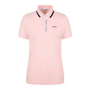 [핑]여성 카라 배색 반팔 티셔츠 121E2TO453_PK_IC