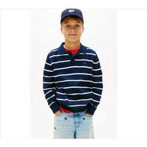 [타미힐피거칠드런] 스트라이프 폴로 칼라 스웨터 T42G1WWO120BT1 (네이비아이보리)