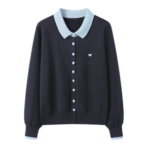 [르샵]하트 자수 포인트 배색 니트 가디건 (DQ1CK006A)