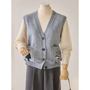 [커스텀에이블]캣츠 포켓 V넥 니트조끼_T2601KV001A