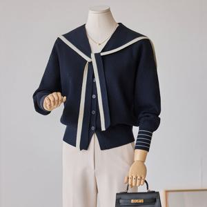 [한정수량] [커스텀에이블] 세일러 배색 니트 단추 가디건_T2601CD015A