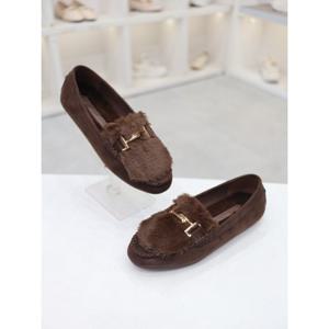 [코디엘루]퍼안감 스웨이드 골드장식 여성 로퍼 2cm CDSP501129