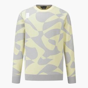 데상트골프티셔츠 JQS DQ12MFKP12-YELG 남성 자카드 패턴 스웨터 / Yellow