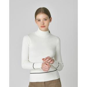 헤지스 골프 여성 25FW ONLINE EXCLUSIVE 아이보리 여성 원 라인 포인트 하이넥 니트 HWSW5C901IV