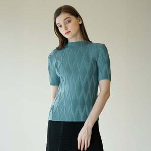 [요이츠](택가 142000원)[요이츠] 마름모 반목 플리츠 블라우스 민트_YJ08WNPBL02