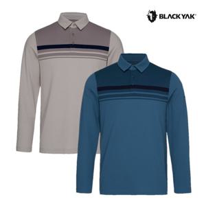 블랙야크 남성 스트라이프 카라 긴팔티1 1BYKTSV002