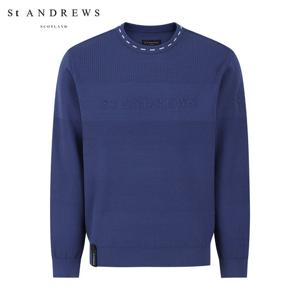 [세인트앤드류스] 남성 엠보 로고 사선 조직 카라 티핑 니트 811F1SR003_BL
