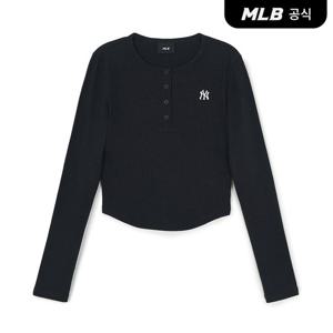 [MLB공식] 26SS 여성 빈티지 슬림 골지 헨리넥 긴팔 티셔츠 NY (Black) 3FTSB0861-50BKS