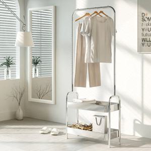 [키모] 스탠드 미드센츄리 수납 스테인리스 행거 2단 600