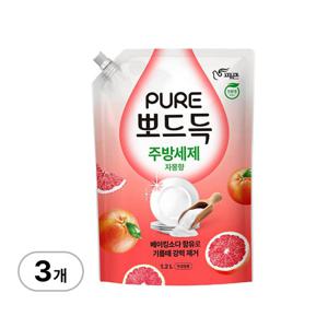 피죤 퓨어 뽀드득 주방세제 자몽향 1.2L 리필 x 3개
