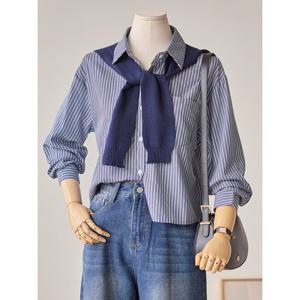 [커스텀에이블]숄 스트라이프 셔츠_T2602BL023A