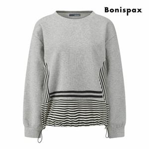 [보니스팍스] 스트라이프 배색 스트링 루즈핏 맨투맨 (XQ2TS001M0)