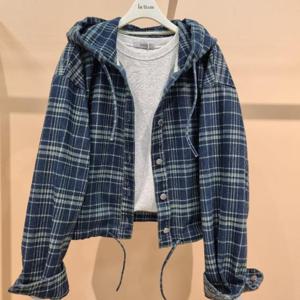 라티움 HC34 봄간절기 루즈핏 체크숏짧은청후드점퍼 T2613jp02