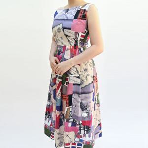 [비꼴리끄(여성)]코튼 프린트 민소매 원피스 B242WO1100