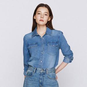 지오다노 346506 여성 봄 간절기 웨스턴 데님 셔츠 청남방 05346506