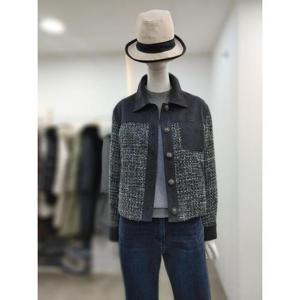 SI 세이브존04 카라 데님 배색 트위드 자켓 SLJ2121110BKM