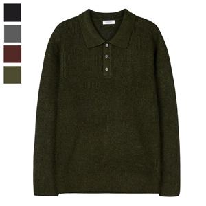 남자 보카시 반버튼 카라넥 긴팔 니트티 GN-KN-Q017-카키