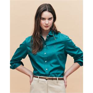 (+더블쿠폰 10%) 헤지스 여성 25SS 스테디셀러면100%다크그린 페더 트윌 레귤러핏 긴소매 셔츠 WSSH5AC15E3