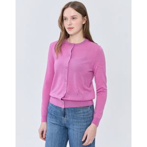 (+더블쿠폰 10%) 헤지스 여성 25SS 스테디셀러울100%퍼플 긴소매 라운드넥 가디건 WSSW5AC15U2