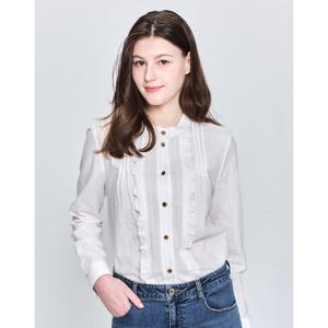 (+더블쿠폰 10%) 헤지스 여성 25SS 스테디셀러면100%아이보리 자수 긴소매 블라우스 WSSH5A102IV