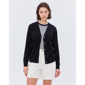 헤지스 여성 25SS 스테디셀러울100%블랙 긴소매 브이넥 가디건 WSSW5A803BK