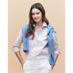 (+더블쿠폰 10%) 헤지스 여성 25SS 스테디셀러면핑크 스트라이프 옥스포드 긴소매 셔츠 WSSH5AC14P2