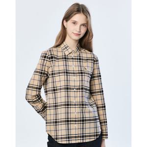 (+더블쿠폰 10%) 헤지스 여성 25SS 스테디셀러면100%베이지 클래식 체크 긴소매 셔츠 WSSH5AC12I2
