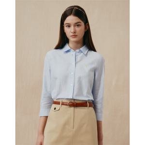 (+더블쿠폰 10%) 헤지스 여성 25SS 스테디셀러린넨블루 7부 셔츠 WSSH5BC38B1
