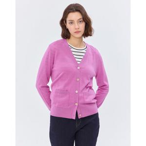 (+더블쿠폰 10%) 헤지스 여성 25SS 스테디셀러울100%퍼플 긴소매 브이넥 가디건 WSSW5A803U2