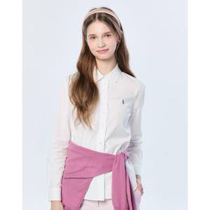 (+더블쿠폰 10%) 헤지스 여성 25SS 스테디셀러면화이트 플레인 스판 슬림핏 긴소매 셔츠 WSSH5BC21WT