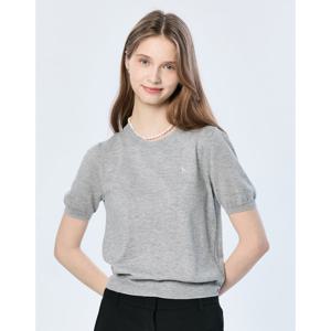 (+더블쿠폰 10%) 헤지스 여성 25SS 스테디셀러울퍼플 반소매 라운드넥 스웨터 WSSW5BC14G1