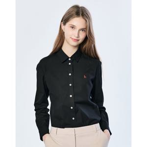 (+더블쿠폰 10%) 헤지스 여성 25SS 스테디셀러면블랙 플레인 스판 슬림핏 긴소매 셔츠 WSSH5BC21BK