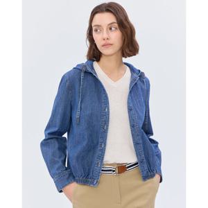 (+더블쿠폰 10%) 헤지스 여성 25SS 스테디셀러데님블루 아우터형 후드 긴소매 셔츠 WSSH5B203B2