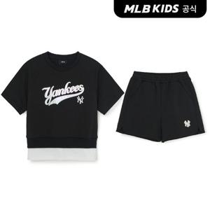 [MLB키즈 공식]26SS 스트릿 베이직 레이어드 티셔츠세트(여아) NY (Black)7FS1B0663-50BKS