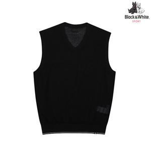 [블랙앤화이트]남성 메쉬 조직 브이넥 니트 베스트 2006GAVC_BLACK