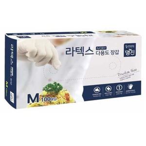 명진 다용도장갑 라텍스장갑 1통 100개입 (M)