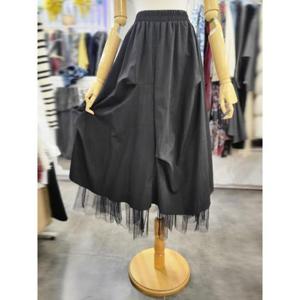 밸리걸 세이브존01 샤 배색 벌룬 밴딩 롱스커트 617790